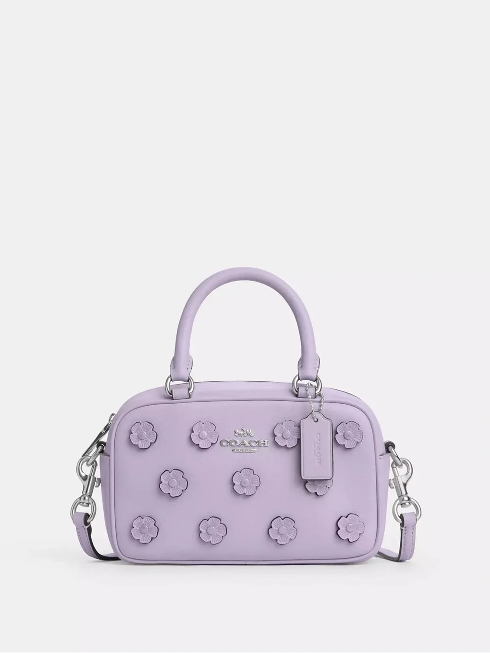Coach Satchel Crossbody Bag With Floral Applique Lilac  NWT